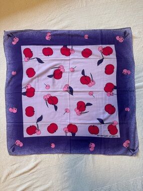 Emmanuel Ungaro Vintage 90s Apple Cherry Print Square Scarf - Purple, Red, Pink